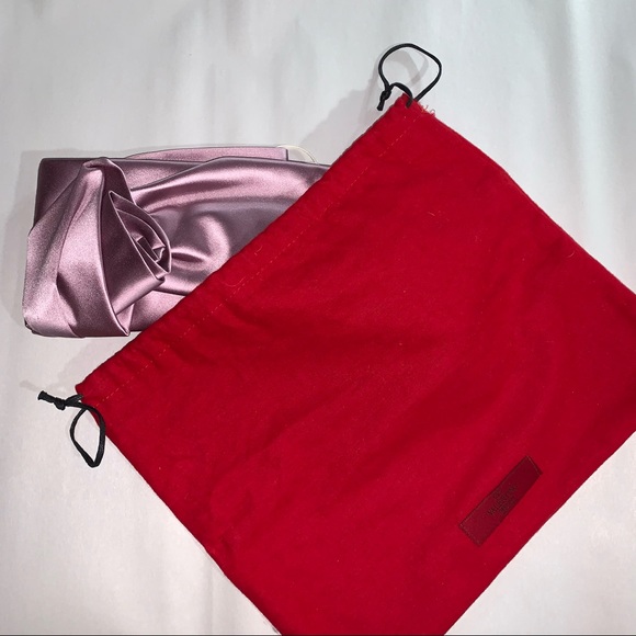 NWOT auth VALENTINO GARAVANI silk zip top CLUTCH rare orchid color BOX/DUST BAG - Picture 8 of 12